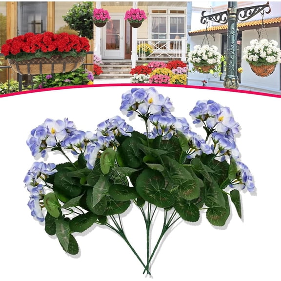 Spring Porch Refresh Hydrangea Artificial Flowers, 14" UV Resistant Faux Hydrangea Plants for Outdoor Decor, Realistic Fake Hydrangea(Blue,3Pcs)