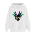 thumbnail image 3 of VBTAPA Mardi Gras Hoodies for Women Carnival Mask Graphic Print Hooded Sweatshirt Drawstring Pullover Hoodie with Kangaroo Pocket White XL, 3 of 6