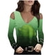 thumbnail image 1 of Blusa de manga larga con estampado de cuello en V y hombros descubiertos para mujer Pompotops  gfhjh22239, 1 of 5