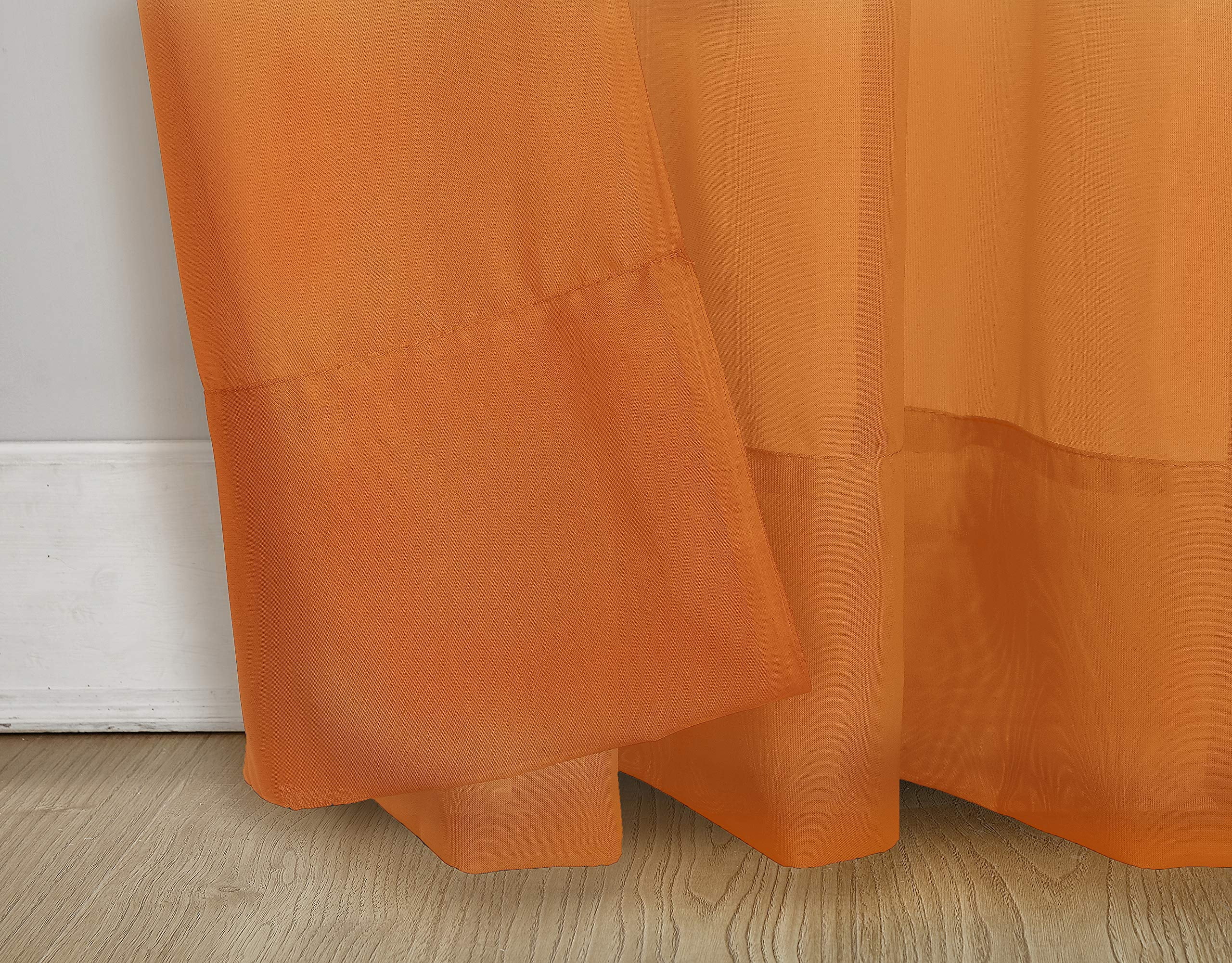 No. 918 Siren Voile Sheer Rod Pocket Curtain Panel, 59"x63", Orange