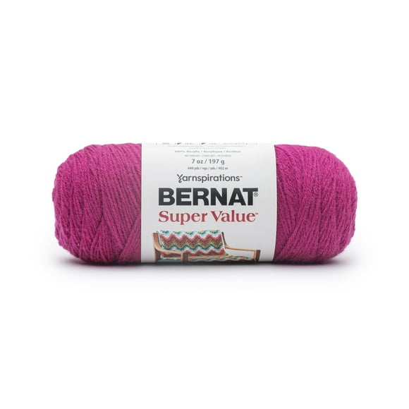 Bernat® Super Value™ #4 Worsted (Medium) Acrylic Yarn, Raspberry 7oz/197g 440 Yards: