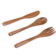 thumbnail image 4 of Straight Handle Cutlery, High Hardness Smoothly Safe Usage Wooden Knife Fork Spoon Set  For Lunch Dinner, 4 of 8