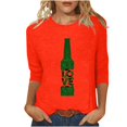 thumbnail image 1 of Pompotops T-Shirt d'Été Décontracté pour Femmes Imprimé Bière Col Rond Manches 3/4 Ample en Solde, 1 of 5
