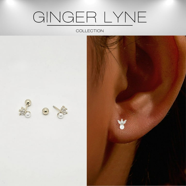 Marquise CZ Flat Back Earrings 18g for Cartilage Helix Tragus Lobe