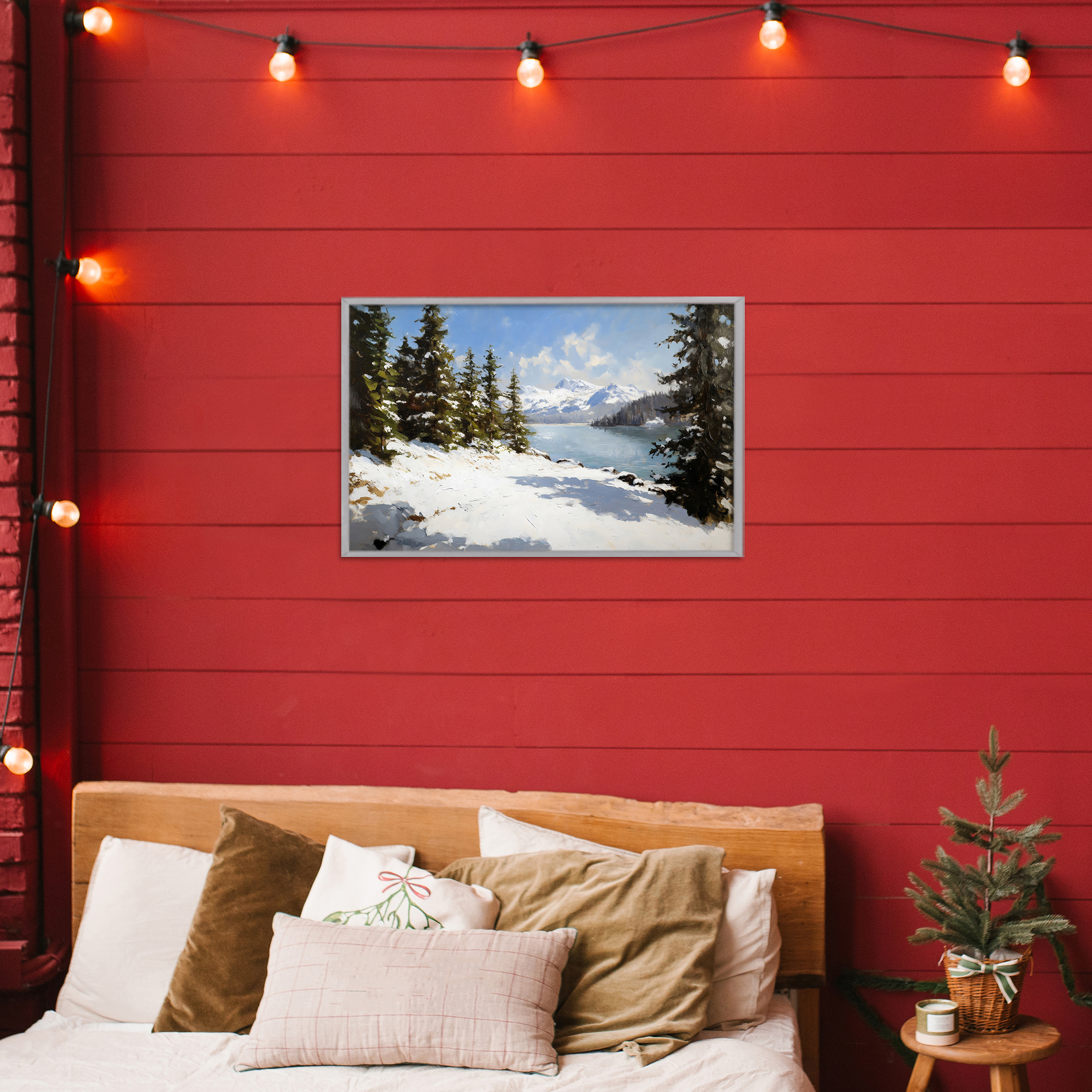 Way Up North Landscape Gray Framed Giclee Art, design by Petal Prints Design