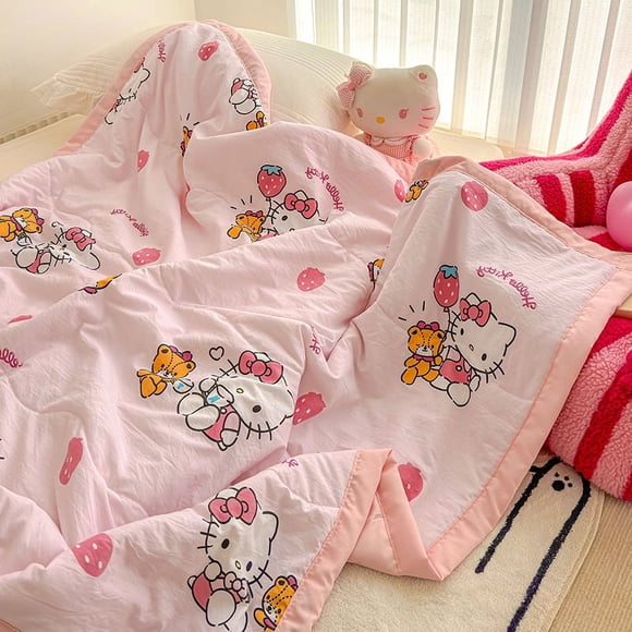 Sanrio Hello Kitty Summer Thin Quilt Quilt Comforter Soft Air Conditioning Cartoon Kawaii Single Bed Quilt Household Products