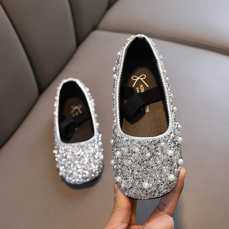 breaise Girls Slip on Mary Jane Ballet Flats Glitter Wedding Party