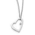 thumbnail image 1 of SS White Ice .01ct Diamond Heart Necklace 18 Inch, 1 of 3