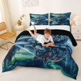 thumbnail image 3 of Manfei Gray Wolf Full Size Comforter Sets,Icy Woodland Pattern Bedding Comforter Set,Black Reversible,3-Piece,1 Comforter and 2 Pillowcases, 3 of 7