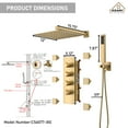 thumbnail image 3 of Boyel Living Luxury Shower System Set Wall Mount 3 Function 12inch Thermostatic Rainfall Shower with 6 Shower Massage Body Spray Jets,Brushed Gold, 3 of 7