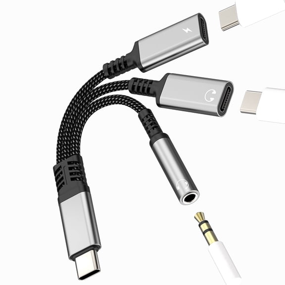 USB C to 3.5mm Audio Adapter Headphone Aux for Iphone 17 16 15 Jack Splitter Cable Type C for Apple Charge Dongle Cord Dual Charging for Ipad DAC Wired Car Adaptor charge compatible for Samsung