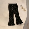 thumbnail image 5 of CPNG Girls Bell Bottom Pants Polka Dots Bow Elastic High Waisted Slim Fitting Casual Yoga Dance Flared Pants(Black,4-5 Years), 5 of 5