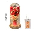 thumbnail image 3 of Valentine Decor Sweet Color Rose Cloche Bouquet​ Preserved Flowers Fairy Lights Silver Ribbon Wood Base Romantic Mantle Display Valentine's Day Gift, 3 of 6
