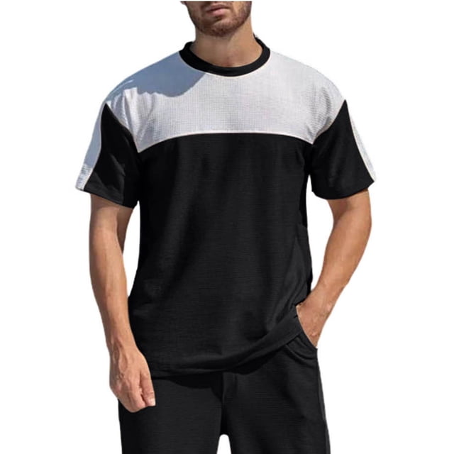 Ceisia Men's Solid Color Casual Loose Ice Silk Round Neck Sports Active T-shirt Gift