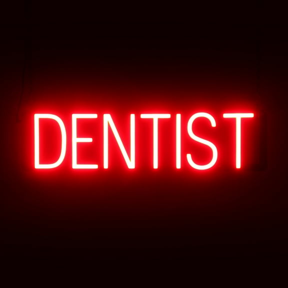 SpellBrite DENTIST LED Sign for Business. 25.0" x 6.3" Red DENTIST Sign Has Neon Sign Look With Energy Efficient LED Light Source. Visible from 500+ Feet, 8 Animation Settings.