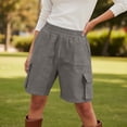 thumbnail image 5 of Tqcoqu Women's Casual Denim Cargo Hiking Shorts,Elastic Waist Knee Length with Multi Pockets,Gray Women's S-XXL, 5 of 9
