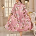 thumbnail image 6 of ZQUUVOU Women's Silk Robe Valentines Kimono Bathrobe Short Ruffle Belted Robes Bridesmaids Sleepwear Pajama Sets Pink, 6 of 7