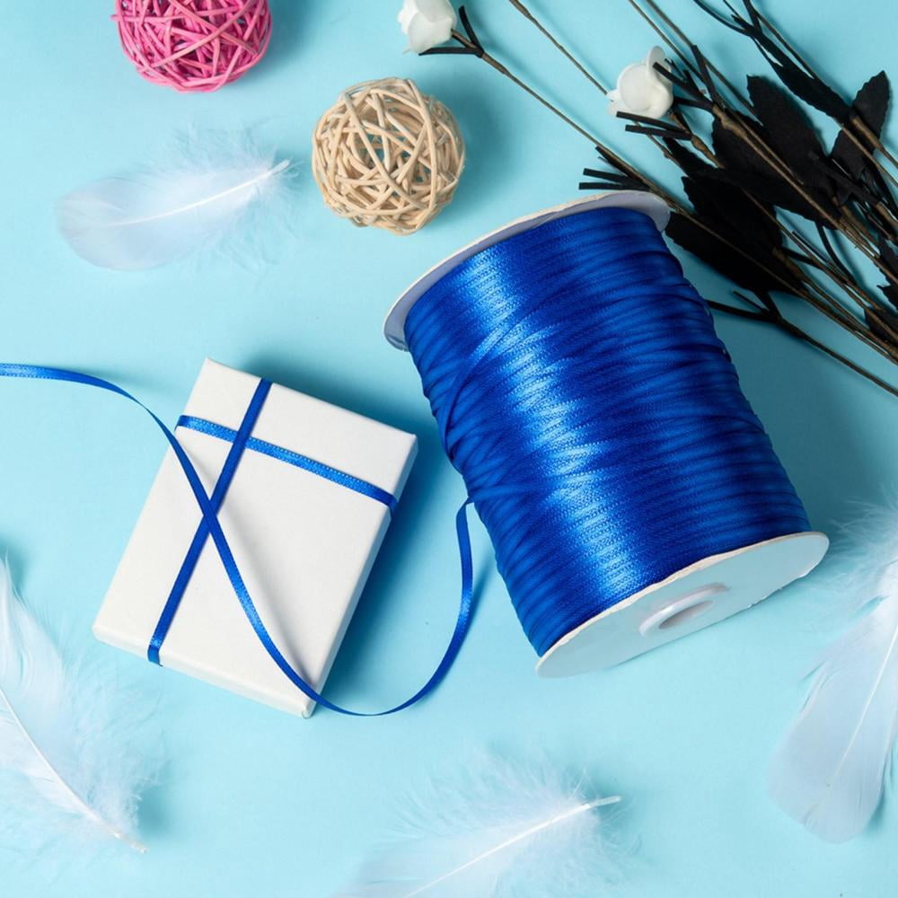 1roll Double Face Satin Ribbon Polyester Ribbon Blue 1/8 inch(3mm) about 880yards/roll(804.672m/roll)