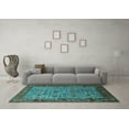 thumbnail image 3 of Ahgly Company Machine Washable Indoor Rectangle Oriental Turquoise Blue Industrial Area Rugs, 7' x 9', 3 of 4