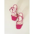 thumbnail image 4 of Women’s Minimalist Chunky Heeled Ankle Strap Sandals in Hot Pink, Summer Fashion Heeled Shoes, 4 of 8