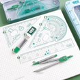 thumbnail image 3 of Multi-function Stationery Plastics Learning Measuring Tool Straightedge Trigonometry Protractor Drawing Ruler GREEN, 3 of 8