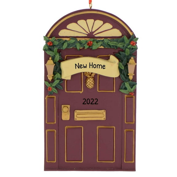 Personalized Burgundy Door Christmas Ornament 2024 Housewarming Gifts for New House and Homeowners