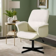 FurnitureR Desk Chair Home Office Chair Living Room Chair, 360 Swivel Office Chair Height Adjustment Aceent Chairs, Ergonomic Mid Back Computer Desk Chair with Armrests, White