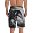 thumbnail image 3 of Kdxio Running Horse Black And White Print Mens Sleep Shorts Bottoms Soft Comfy Pajama Wear Pants with Drawstring Pockets, 3 of 7