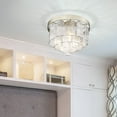 thumbnail image 2 of Ciara 3-Light Flush Mount in White Gold and Hammered Water Glass, 2 of 4