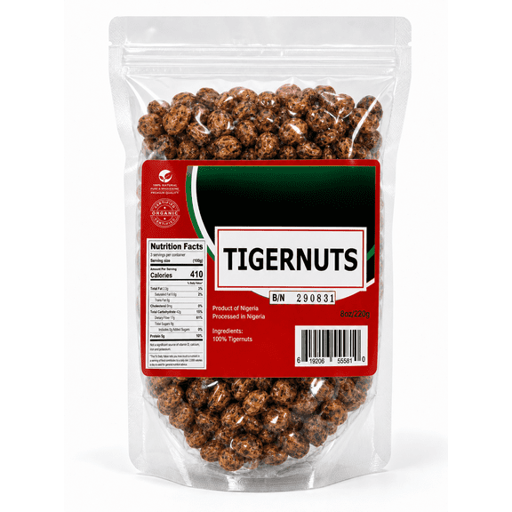 African Tigernuts Raw Dried Organic Chufa Nuts High Fiber Superfood Gluten Free Vegan Snack 8oz