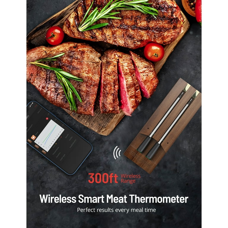 ThermoPro TP827BW Remote Meat Thermometer with Long Wireless Range and Dual  Stainless Steel Probes for Grilling Smoker BBQ Thermometer in Red