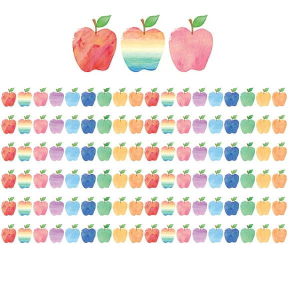 Teacher Created Resources Watercolor Apples Die-Cut Border Trim, 35 Per Pack, 6 Packs