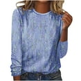 thumbnail image 2 of DPTALR Femmes Casual Manches Longues Impression Col Rond T-Shirt Blouse Tops, 2 of 4