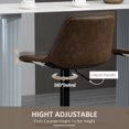 thumbnail image 4 of Bar Stools Set of 2, Swivel Counter Height Barstools with Back, Footrest, Adjustable Height, Dark Brown, 4 of 7
