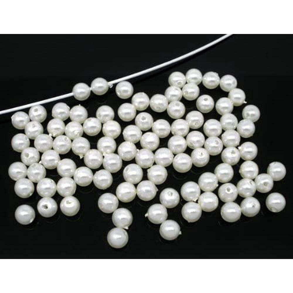 1,000 White Acrylic Imitation Pearl Beads 6mm Craft Pearls 1mm Hole