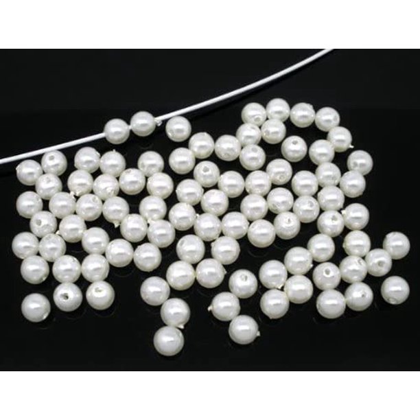 1,000 White Acrylic Imitation Pearl Beads 6mm Craft Pearls 1mm Hole