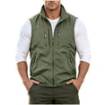 thumbnail image 3 of Mens Vests Lightweight Breathable Utility Zip Up Vest with Multi Pockets Casual Outerwear Windproof Softshell Sleeveless Jacket, 3 of 7