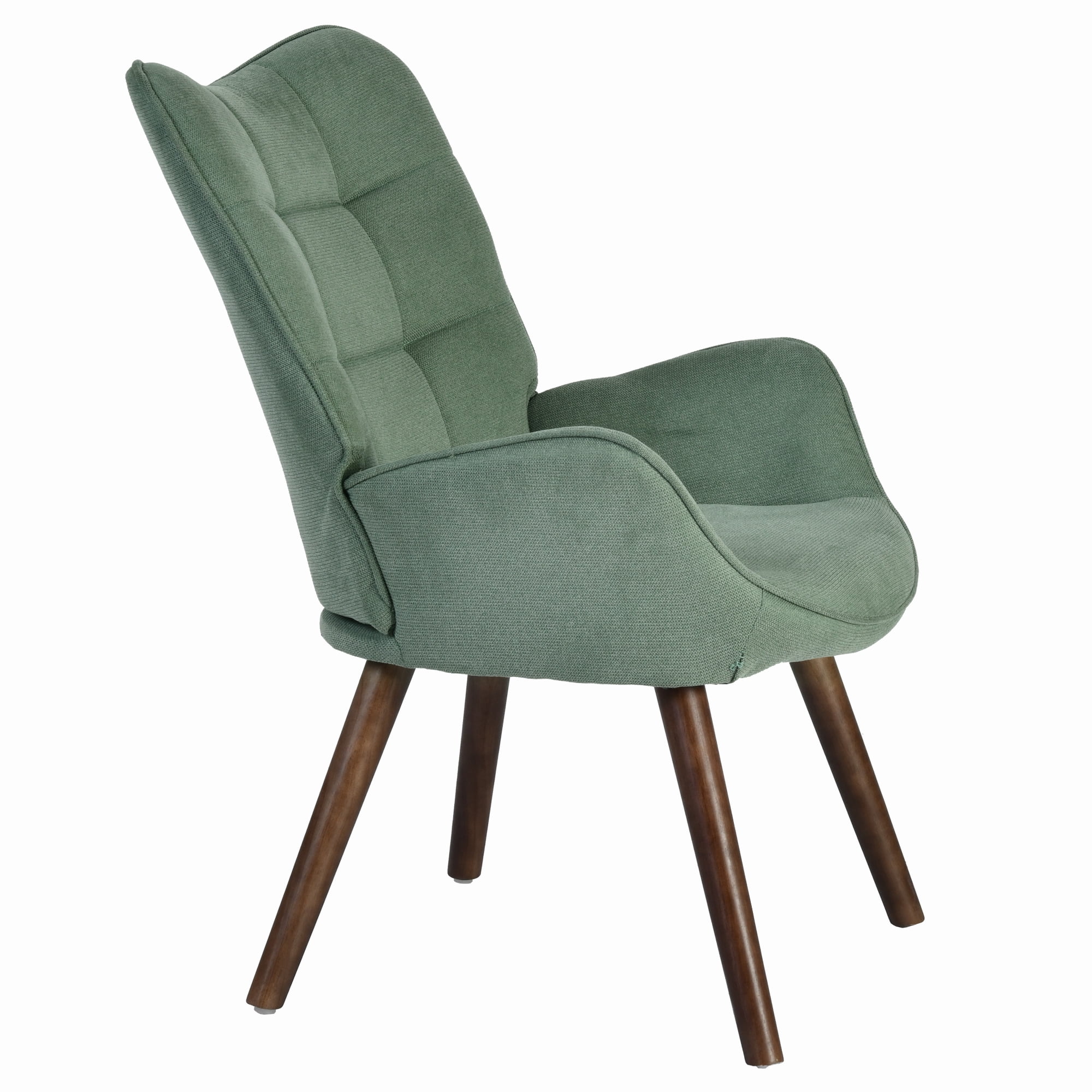 Homy Casa Green Accent Chair, High Back Upholstered Armchair with Walnut Legs for Bedroom