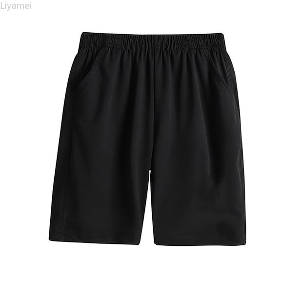 Liyamei Boys Athletic Shorts with Pockets for Summer Sports and Running Size 4-14,Black