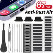 67PCS Phone Dust Cleaner Kit: Speaker Mesh + Charging Port Plugs + Brush for iPhone 17/16/15 & Android – Universal Fit