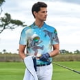 thumbnail image 3 of Yiaed Astronaut Tropical DolphinPrint Men's Short Sleeve Polo Shirt,Golf Polo for Men Three-Button Golf Shirt Athletic Casual Collared T-Shirt- X-Large, 3 of 7