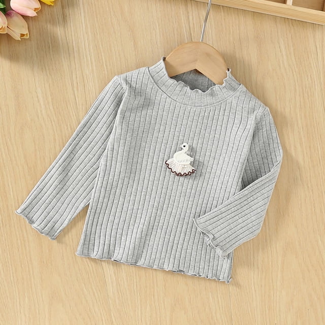 Cowsor Girls Soft Ribbed Peter Pan Collar Bow T-Shirt Sweet and Ribbed Knit Casua Cute Tops