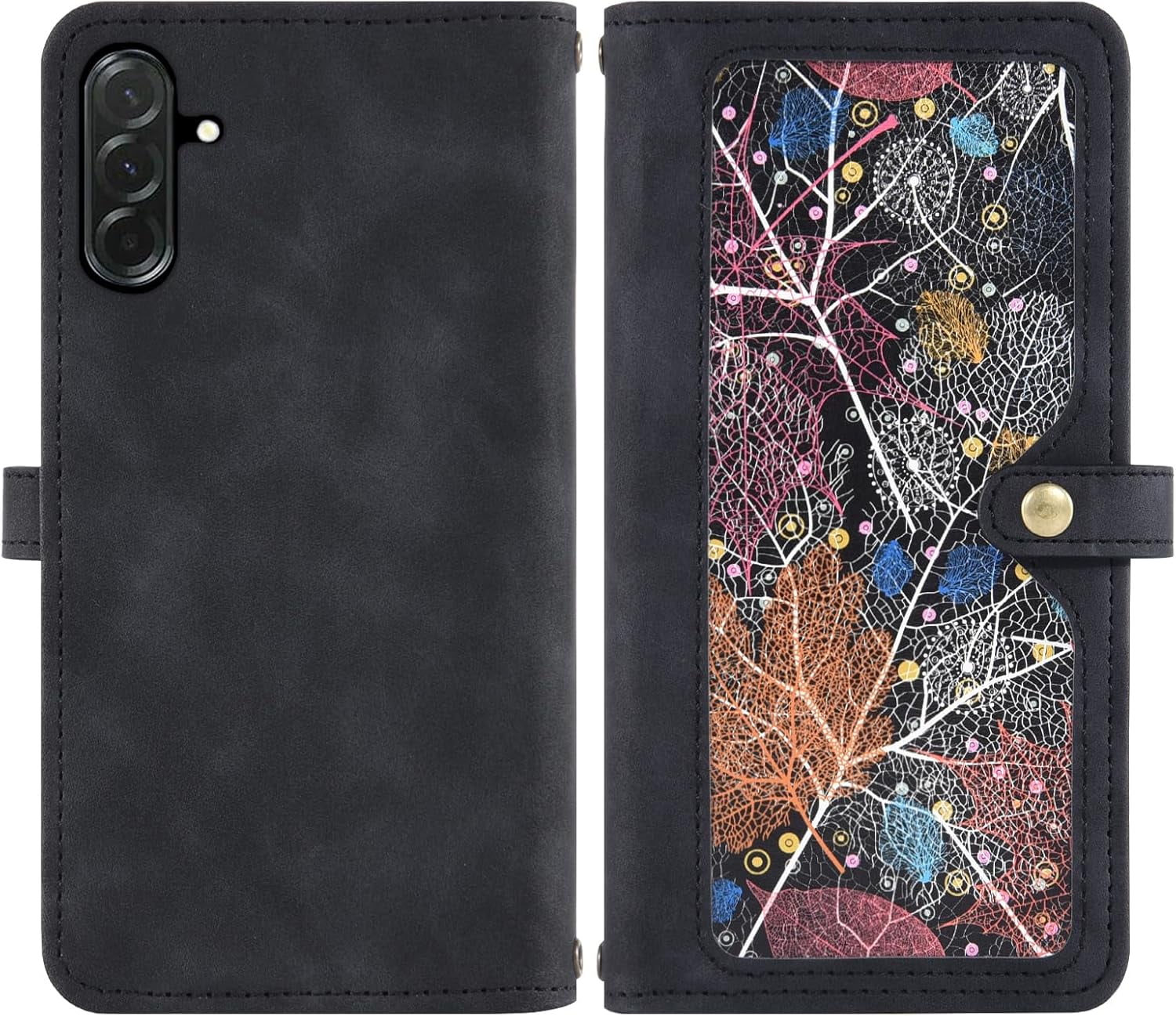 Asuwish Phone Case for Samsung Galaxy A36 5G Wallet Cover With Tempered Glass Screen Protector Crossbody Wrist Strap Flip Pattern Zipper Credit Card Holder Cell A 36 36A LTE SM-A366U Women Men Black