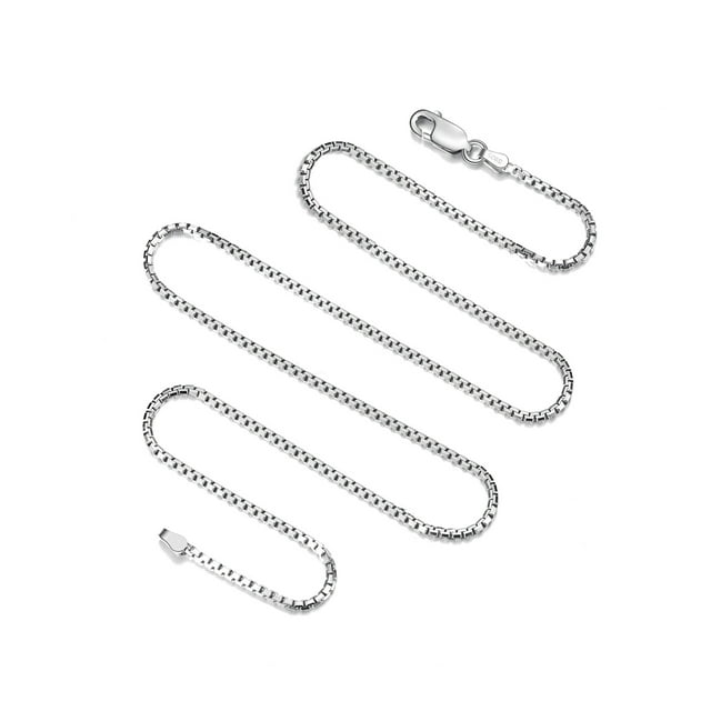 T400 Sterling Silver 1.5mm 1mm Thin Box Chain Necklace Unisex 16 18 20