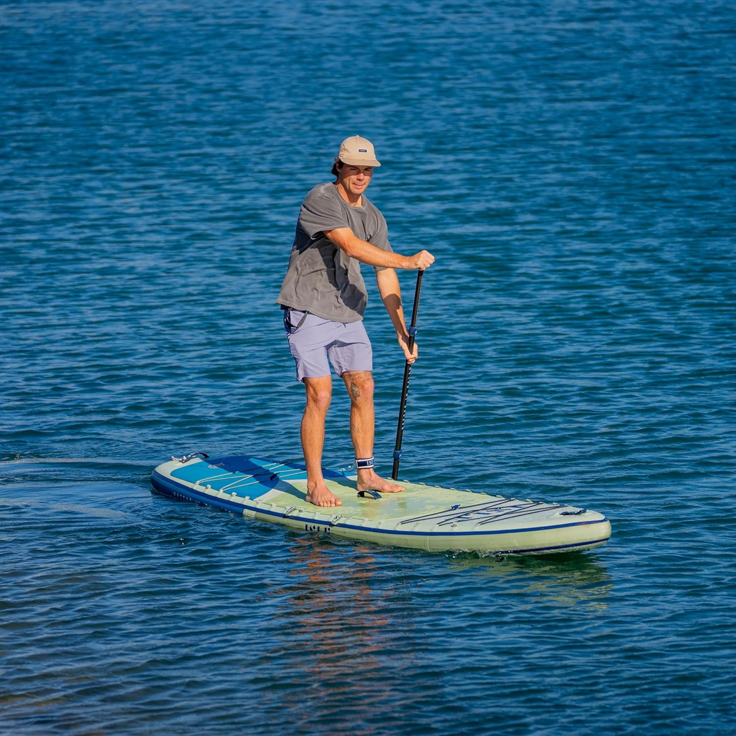 ISLE Explorer Inflatable Stand Up Paddle Board & iSUP Bundle 11'6"x 6"- Sea Ice/Seafoam/Deep Sea