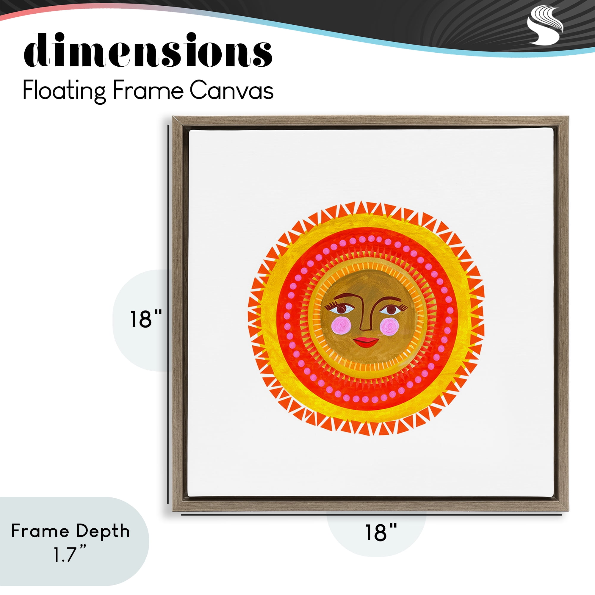 Stupell Industries Bold Bohemian Sun Brown Framed Floater Canvas Wall Art, design by Katherine Herrell Studio