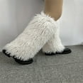 thumbnail image 6 of Women Vintage Furry Leg Warmer Winter Warm Solid Color Fuzzy Plush Boots Shoes Cuffs Cover Socks Streetwear, 6 of 8