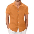 thumbnail image 2 of pstuiky camisetas de hombre, Camisa informal de verano para hombre, de color liso, de manga corta y con solapa y botones. camisas casuales para hombre xxxl, 2 of 6