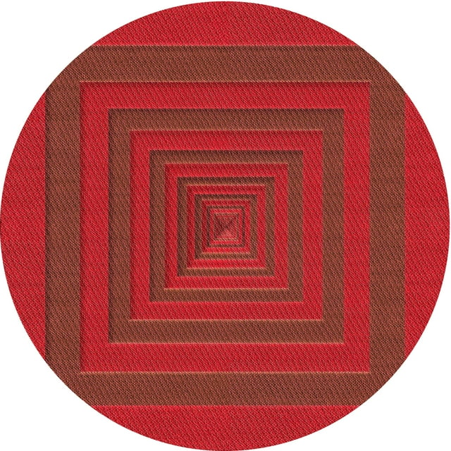 Ahgly Company Tapis Rond Lavable en Machine Intérieur Transitionnel Rouge Lave, 8 Pieds Rond