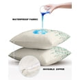 thumbnail image 4 of Pack of 2 Outdoor Pillow Covers, Flower Teal Grey Cherry Blossoms Cotton Linen Background Waterproof Square Throw Pillowcase Cushion Decorative Pillow Covers for Couch Patio Tent, 26x26 in, 4 of 6